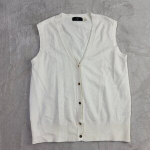 T Tahari White Cream Light Women's Buttoned Sweater Vest | Size L